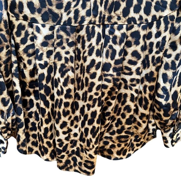 Vince Camuto Blouse Leopard Print Long Sleeve Keyhole Neck Career Mob Wife M - Picture 5 of 8